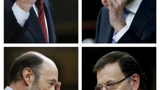 Combo de imágenes de las intervenciones de Rajoy y Rubalcaba Combo de imágenes de las intervenciones de Rajoy y Rubalcaba