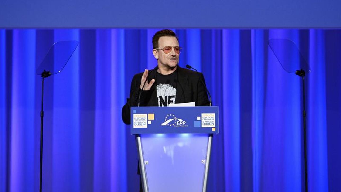 Bono, cantante de U2 en Irlanda