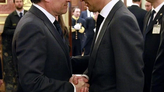 El presidente de la Generalitat de Cataluña, Artur Mas, da el pésame a Adolfo Suárez Illana El presidente de la Generalitat de Cataluña, Artur Mas, da el pésame a Adolfo Suárez Illana