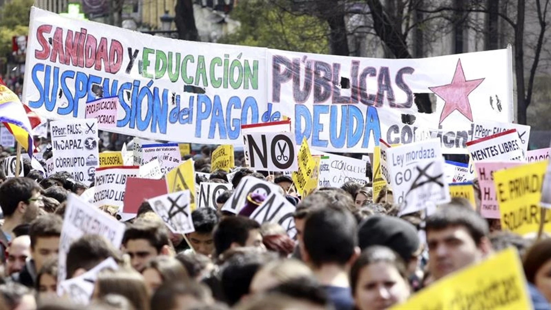 Manifestación convocada por el Sindicato de Estudiantes en Madrid