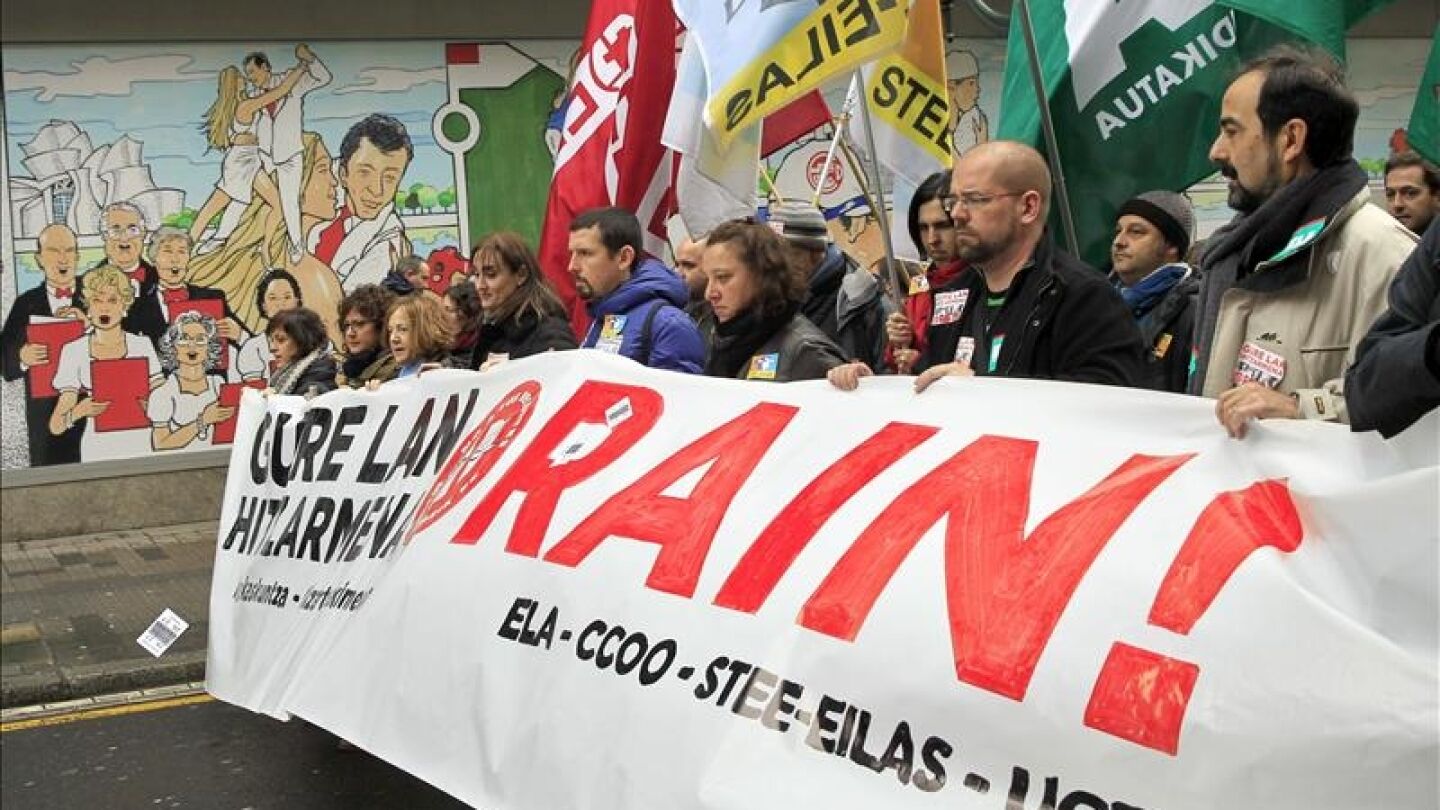 Manifestaci&oacute;n convocada en Bilbao, con motivo de la huelga en el sector