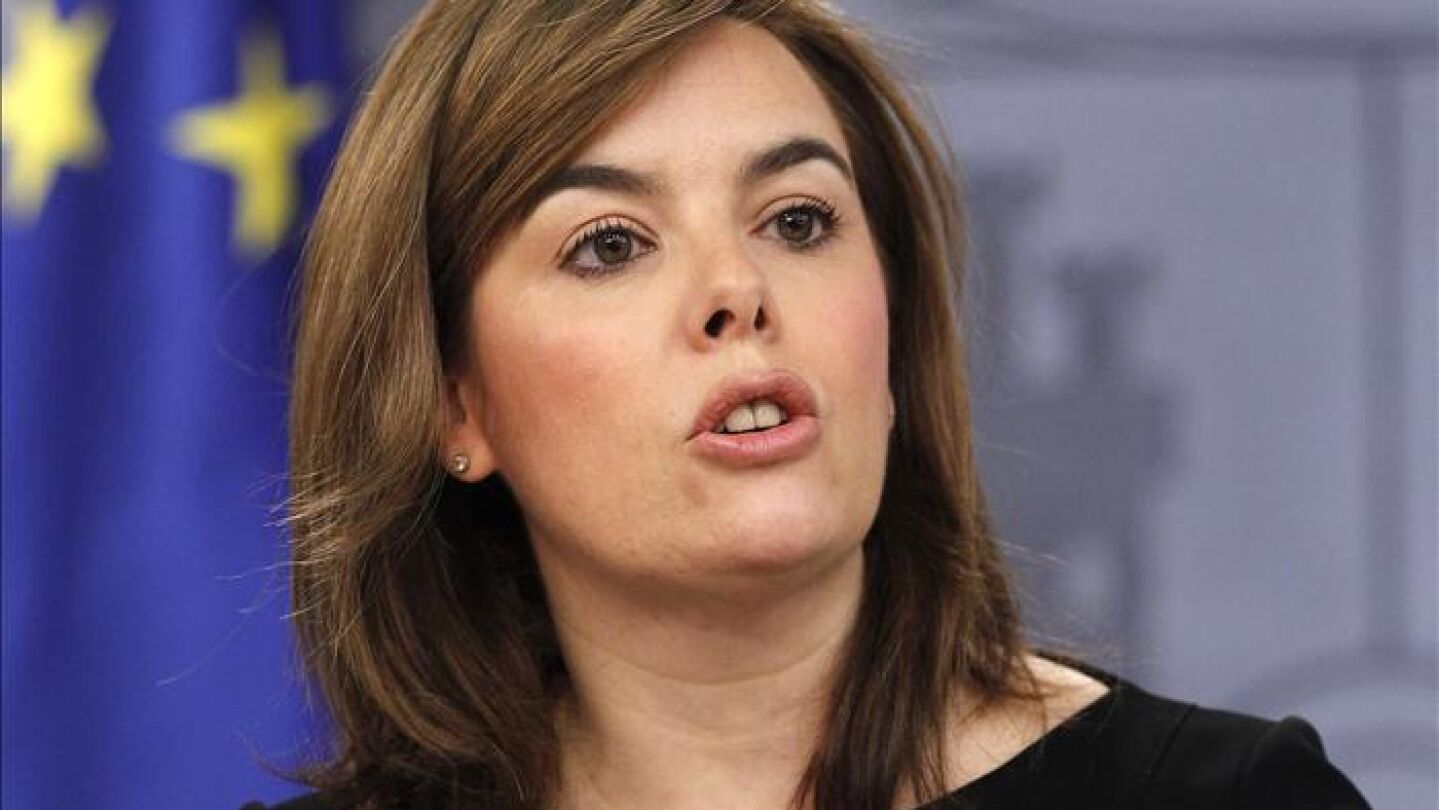 Soraya S&aacute;enz de Santamar&iacute;a en rueda de prensa