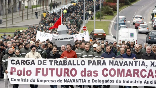 Plantilla directa y auxiliar de Navantia en la ría de Ferrol Plantilla directa y auxiliar de Navantia en la ría de Ferrol