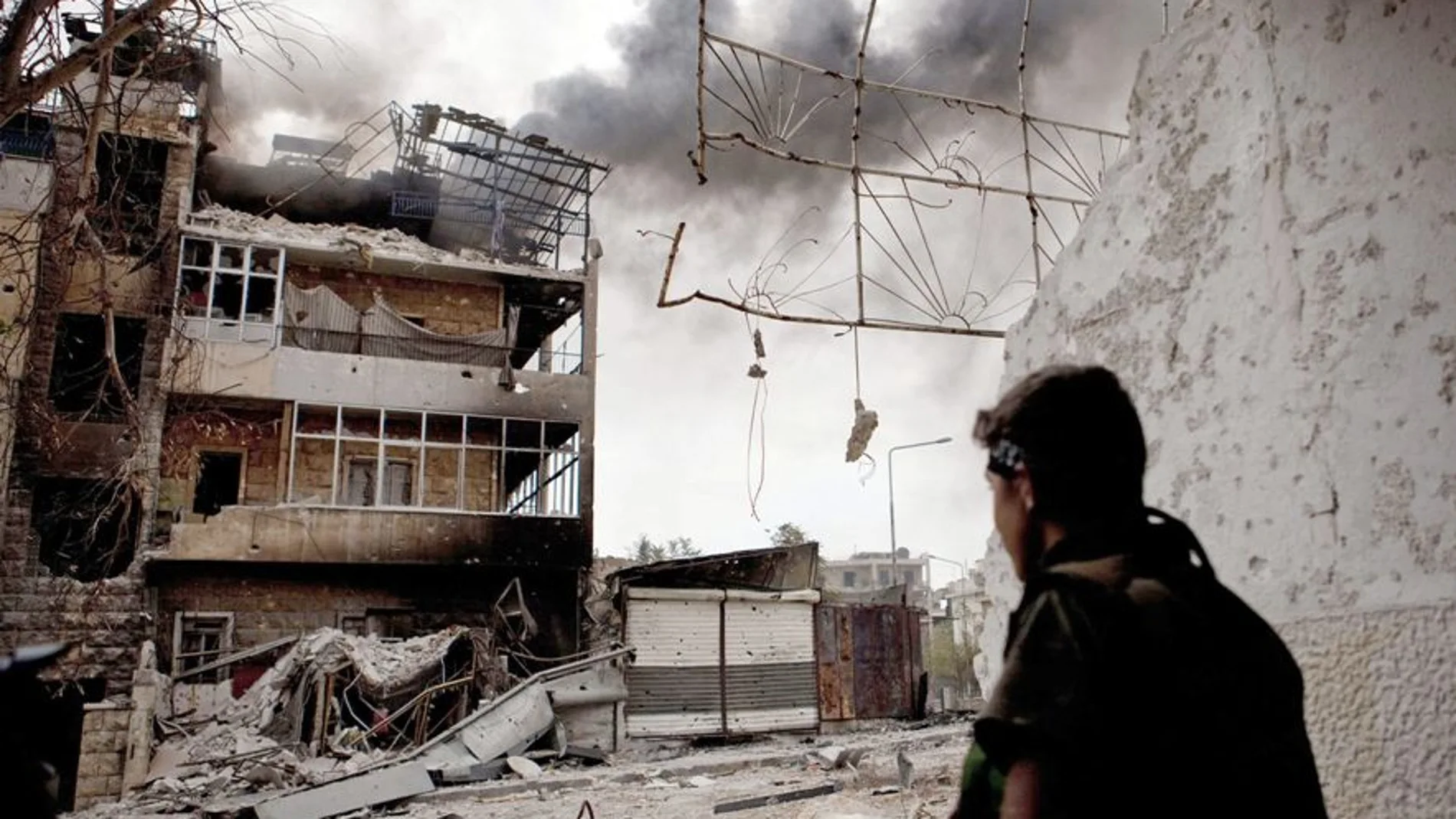 Imagen de las consecuencias de un bombardeo en Siria