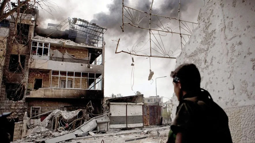 Imagen de las consecuencias de un bombardeo en Siria