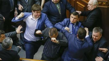 Diputados ultranacionalistas reprenden a puñetazos a los representantes comunistas de Kiev