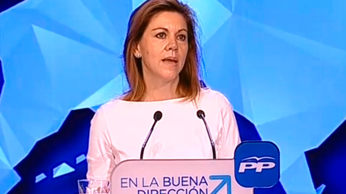 Cospedal durante el acto de presentación de la candidatura del PP a las europeas en Toledo