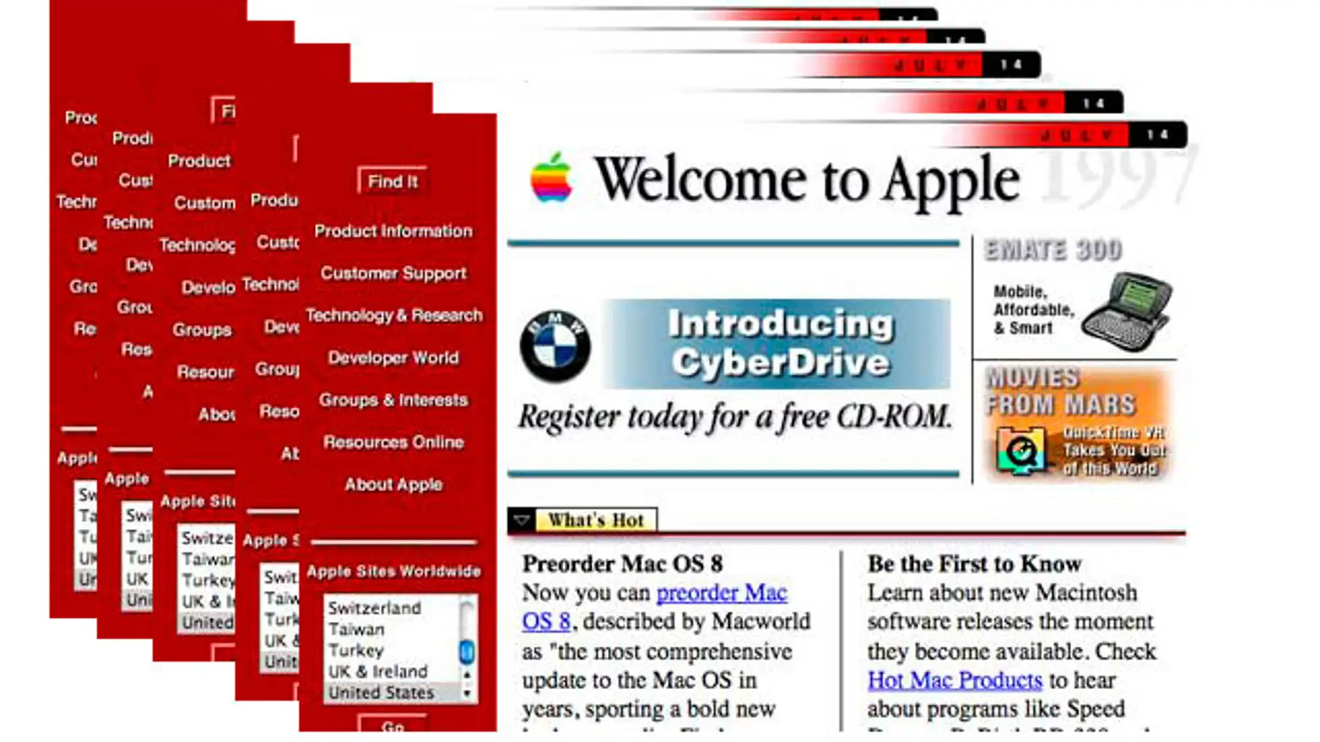 Web de Apple en los años 90