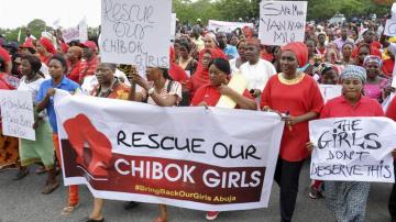 Manifestación por la liberación de las menores secuestradas en Nigeria