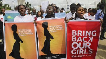 Manifestación para exigir la liberación de las niñas raptadas en Nigeria