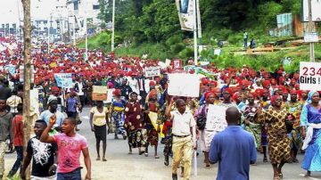 Manifestación por la liberación de las menores de Nigeria