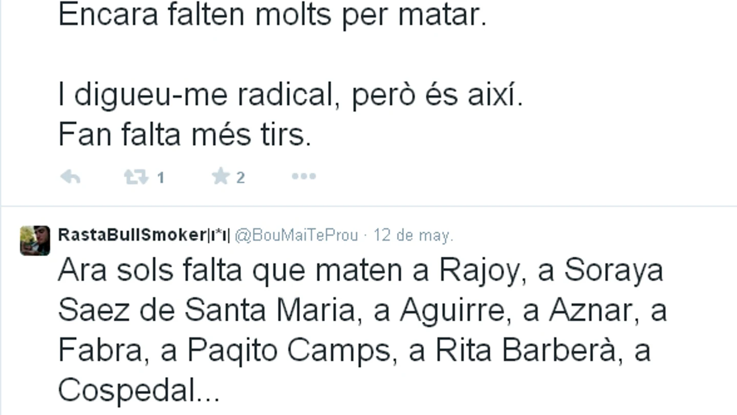 Los tweets del detenido Los tweets del detenido