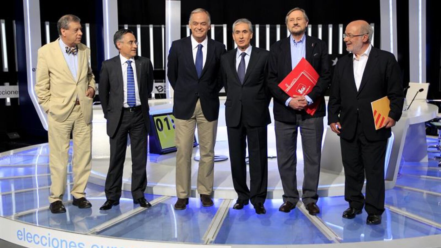 Sosa Wagner, Tremosa, Gonz&aacute;lez Pons, Ja&uacute;regui, Willy Meyer y Terricabras, de izda a dcha.