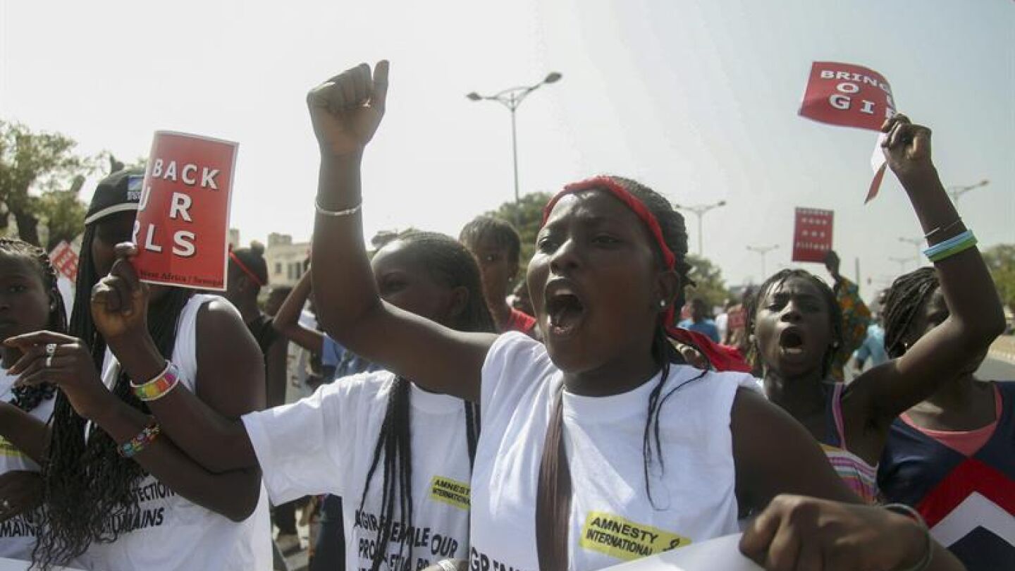 Protesta a favor de la liberaci&oacute;n de las ni&ntilde;as de Nigeria