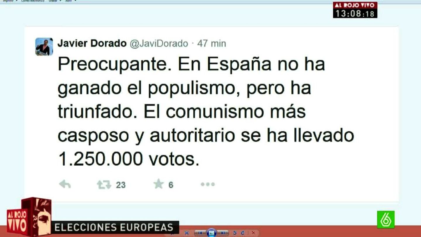Tuit de Javier Dorado en ARV
