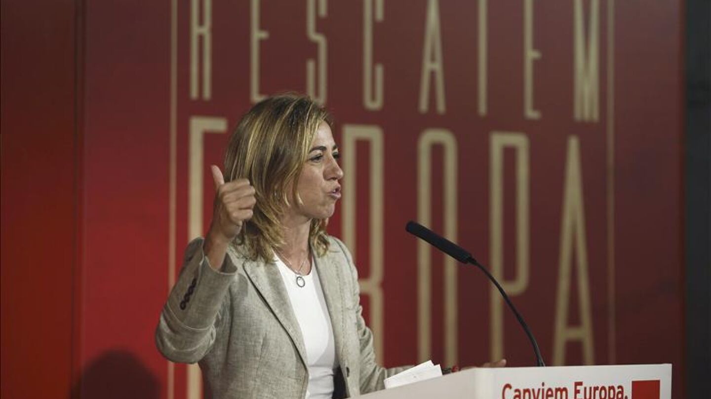 Chac&oacute;n durante el acto de fin de campa&ntilde;a del PSC