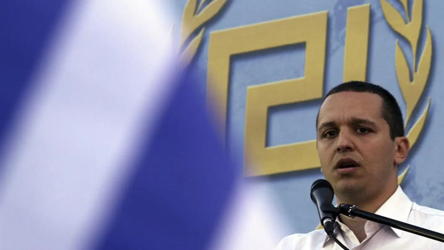 El portavoz del partido neonazi Amanecer Dorado, Ilias Kasidiaris El portavoz del partido neonazi Amanecer Dorado, Ilias Kasidiaris