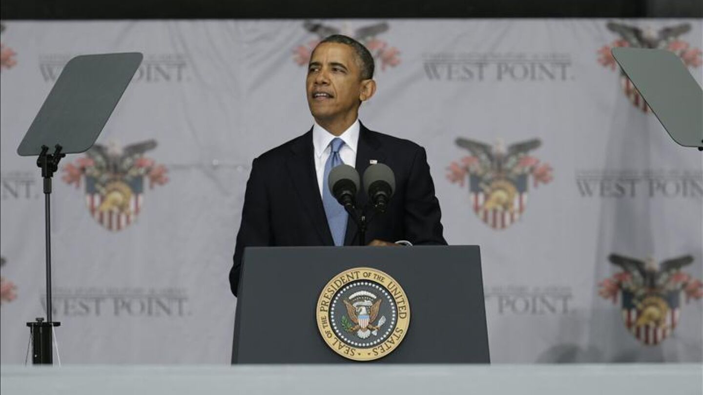 Barack Obama en la academia Militar de West Point, en Highland Falls
