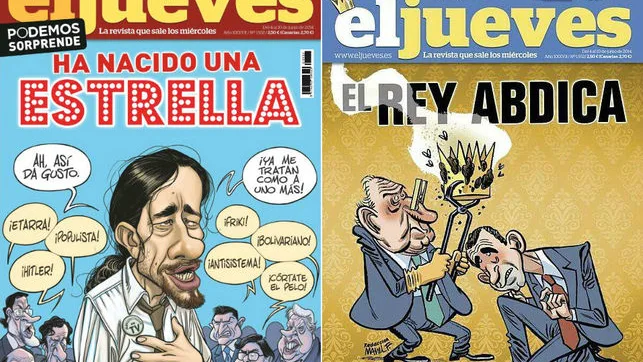 A la izquierda, la portada publicada, a la derecha, la portada retirada