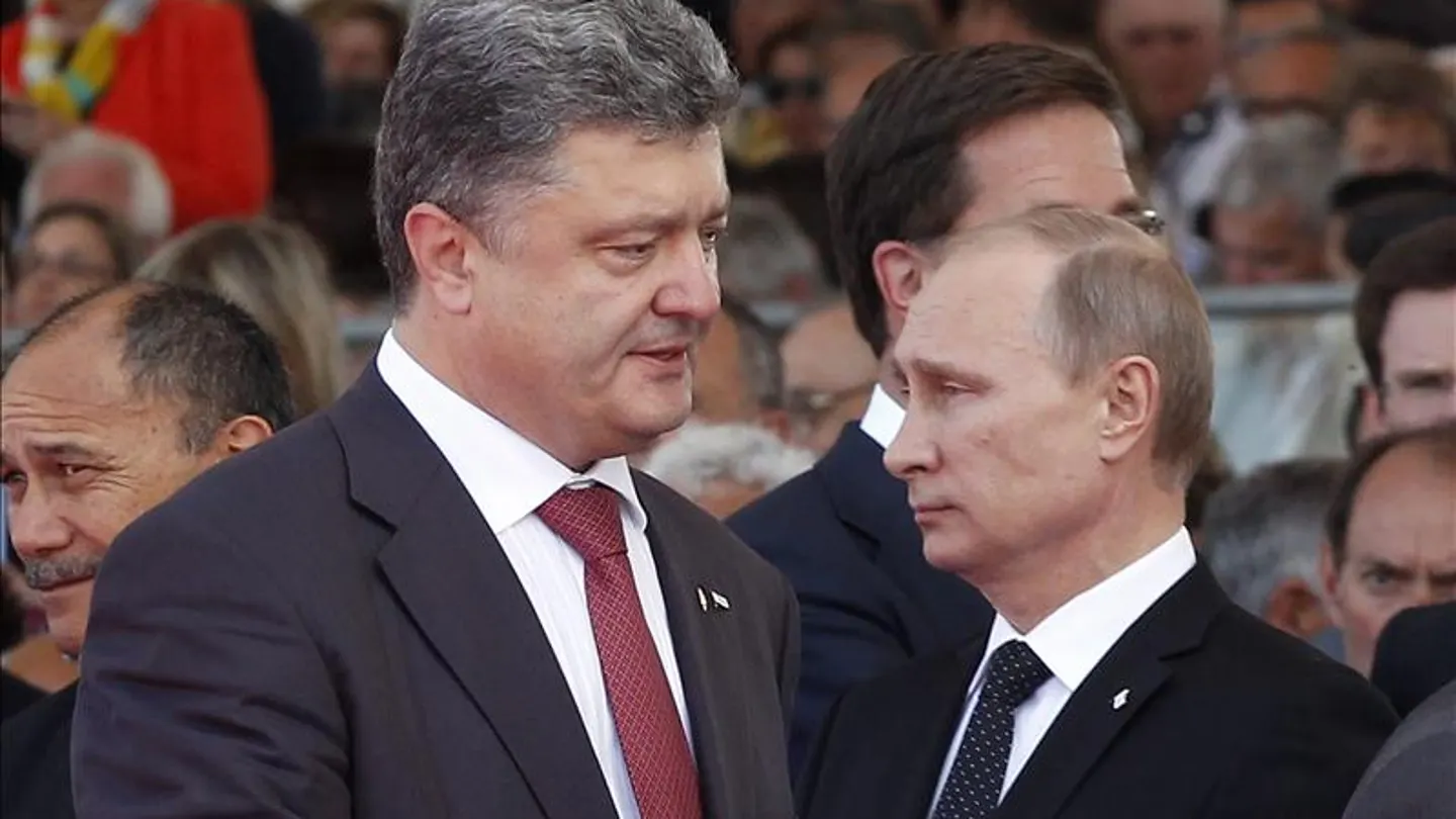 El presidente de Ucrania, Poroshenko, y Vladimir Putin El presidente de Ucrania, Poroshenko, y Vladimir Putin