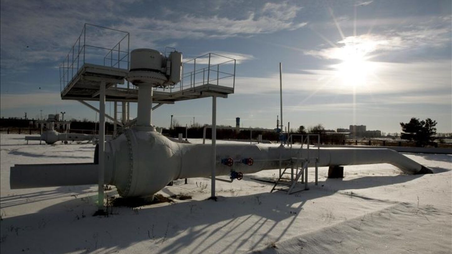 Instalaciones del principal gaseoducto de gas natural en la localidad de Boyarka