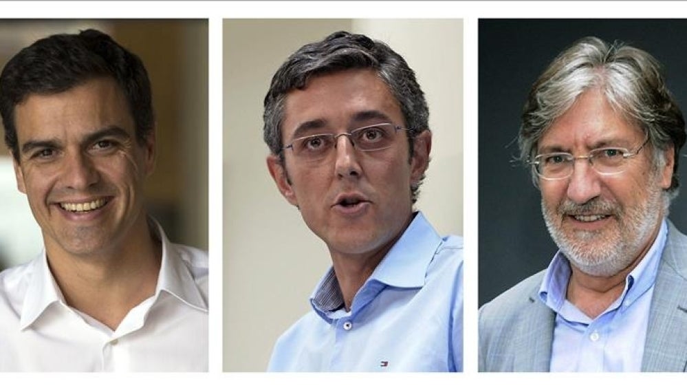 Sánchez, Madina y Pérez Tapias, los candidatos oficiales a las primarias del PSOE.