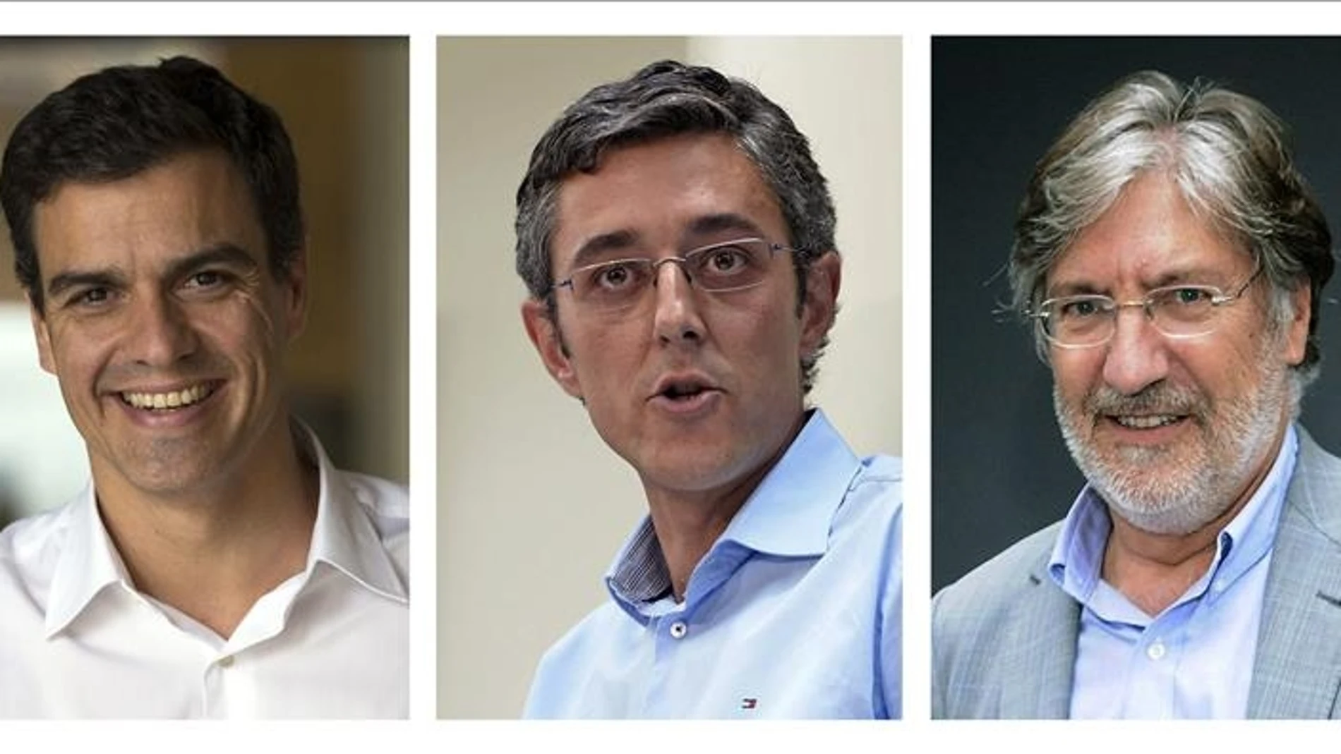 Sánchez, Madina y Pérez Tapias, los candidatos oficiales a las primarias del PSOE.