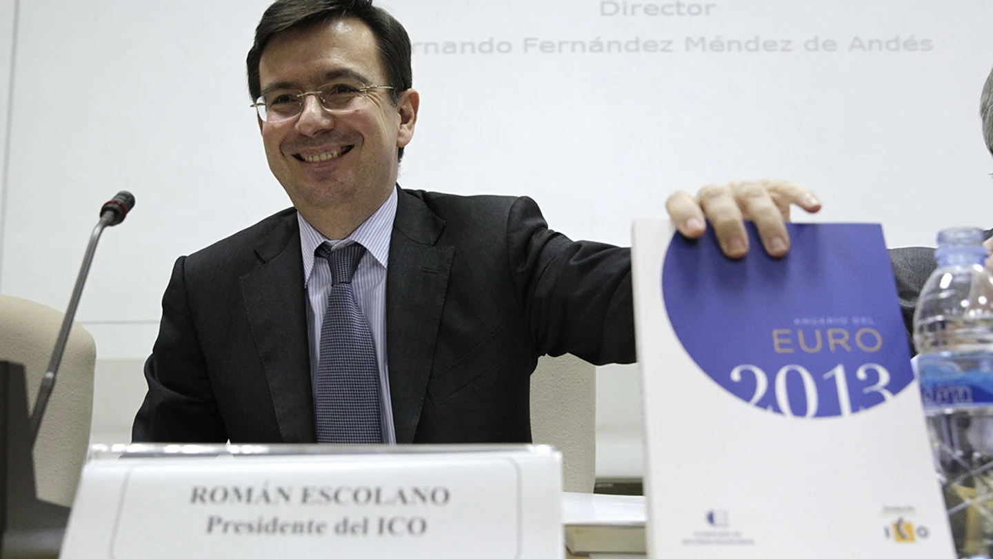 El hasta ahora presidente del ICO, Román Escolano, durante la presentación del Anuario del Euro 2013 El hasta ahora presidente del ICO, Román Escolano, durante la presentación del Anuario del Euro 2013