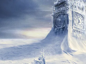 Fotograma de la película 'El día de mañana', con Londres cubierta de nieve Fotograma de la película 'El día de mañana', con Londres cubierta de nieve