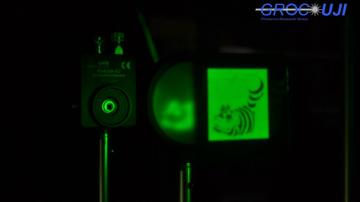 Sistema empleado en el experimento, con la imagen del gato de Cheshire