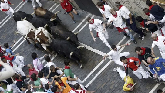 Rápido y limpio encierro sin heridos por asta de toro Rápido y limpio encierro sin heridos por asta de toro
