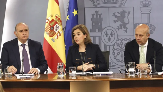 Jorge Fernández Díaz, Soraya Sáenz de Santamaría y José Ignacio Wert, después del Consejo de Ministros Jorge Fernández Díaz, Soraya Sáenz de Santamaría y José Ignacio Wert, después del Consejo de Ministros