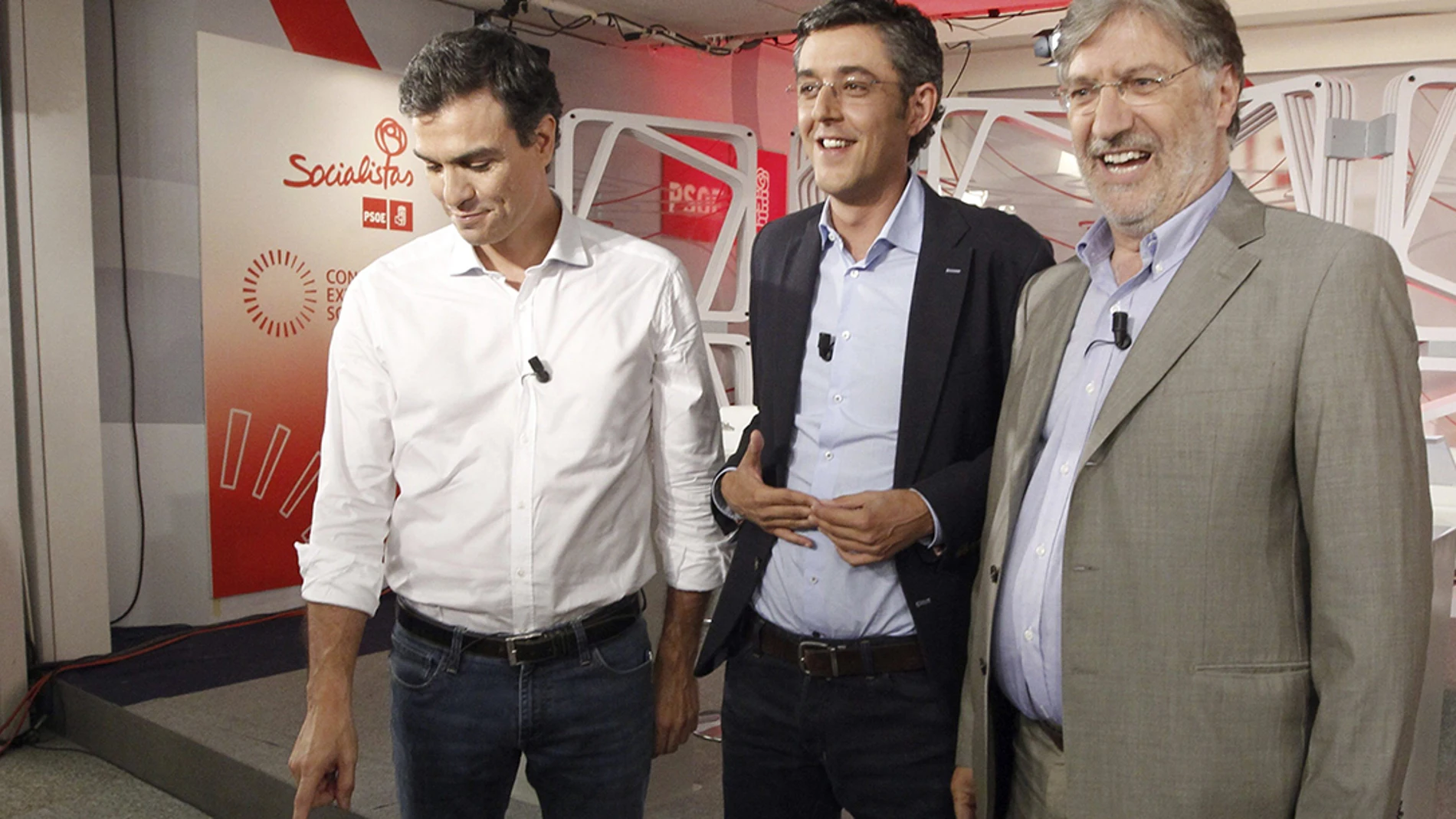 Los candidatos a la Secretaría General del PSOE: Eduardo Madina, Pedro Sánchez y Pérez Tapias