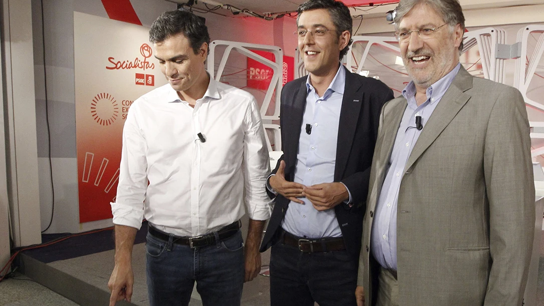 Los candidatos a la Secretaría General del PSOE: Eduardo Madina, Pedro Sánchez y Pérez Tapias