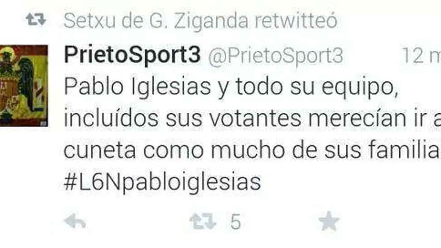 Un usuario de Twitter arremete contra la formación de Pablo Iglesias Un usuario de Twitter arremete contra la formación de Pablo Iglesias