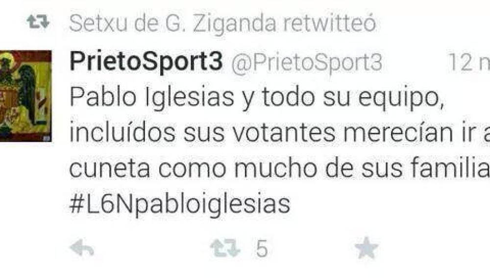 Un usuario de Twitter arremete contra la formación de Pablo Iglesias