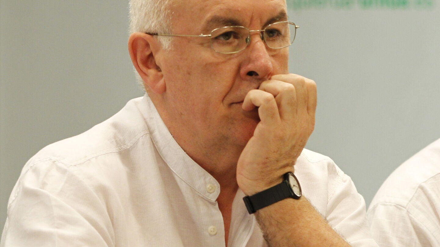 El coordinador federal de IU, Cayo Lara, durante la reuni&oacute;n de la Presidencia Ejecutiva Federal del partido 