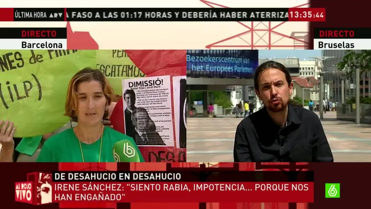 Pablo Iglesias habla con Irene Sánchez