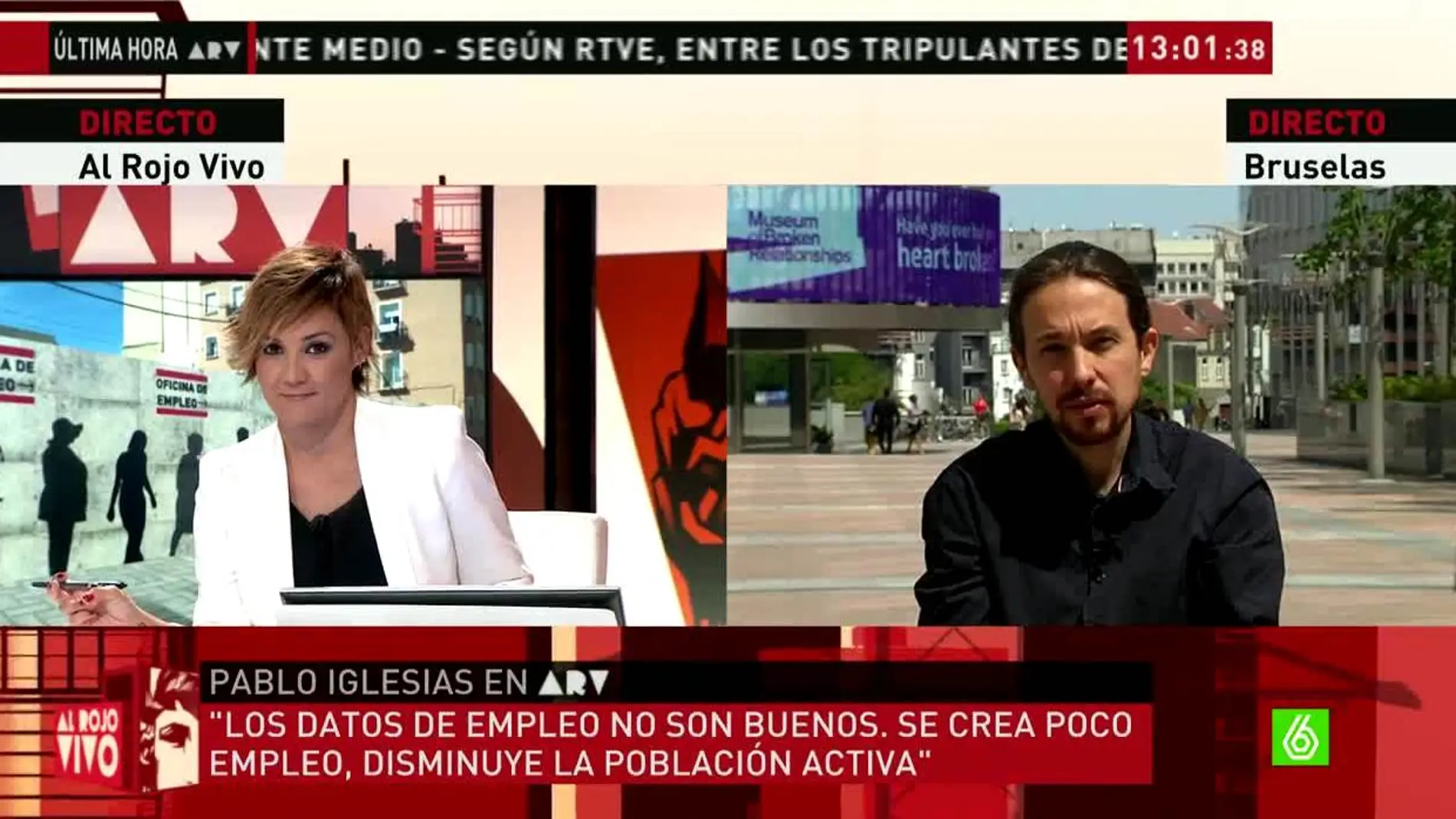 Pablo Iglesias habla con Cristina Pardo