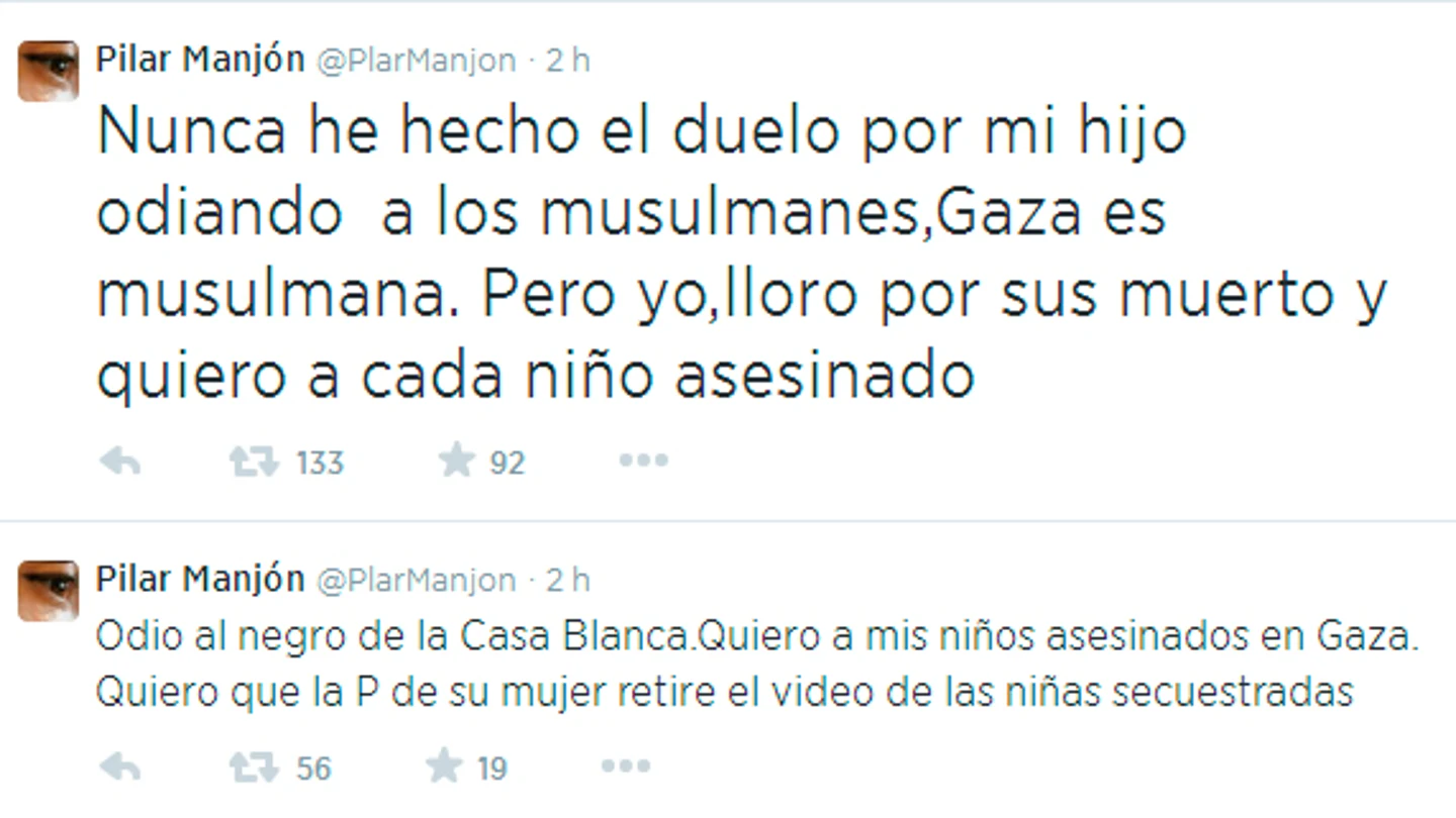 Los polémicos tweets de Pilar Manjón Los polémicos tweets de Pilar Manjón