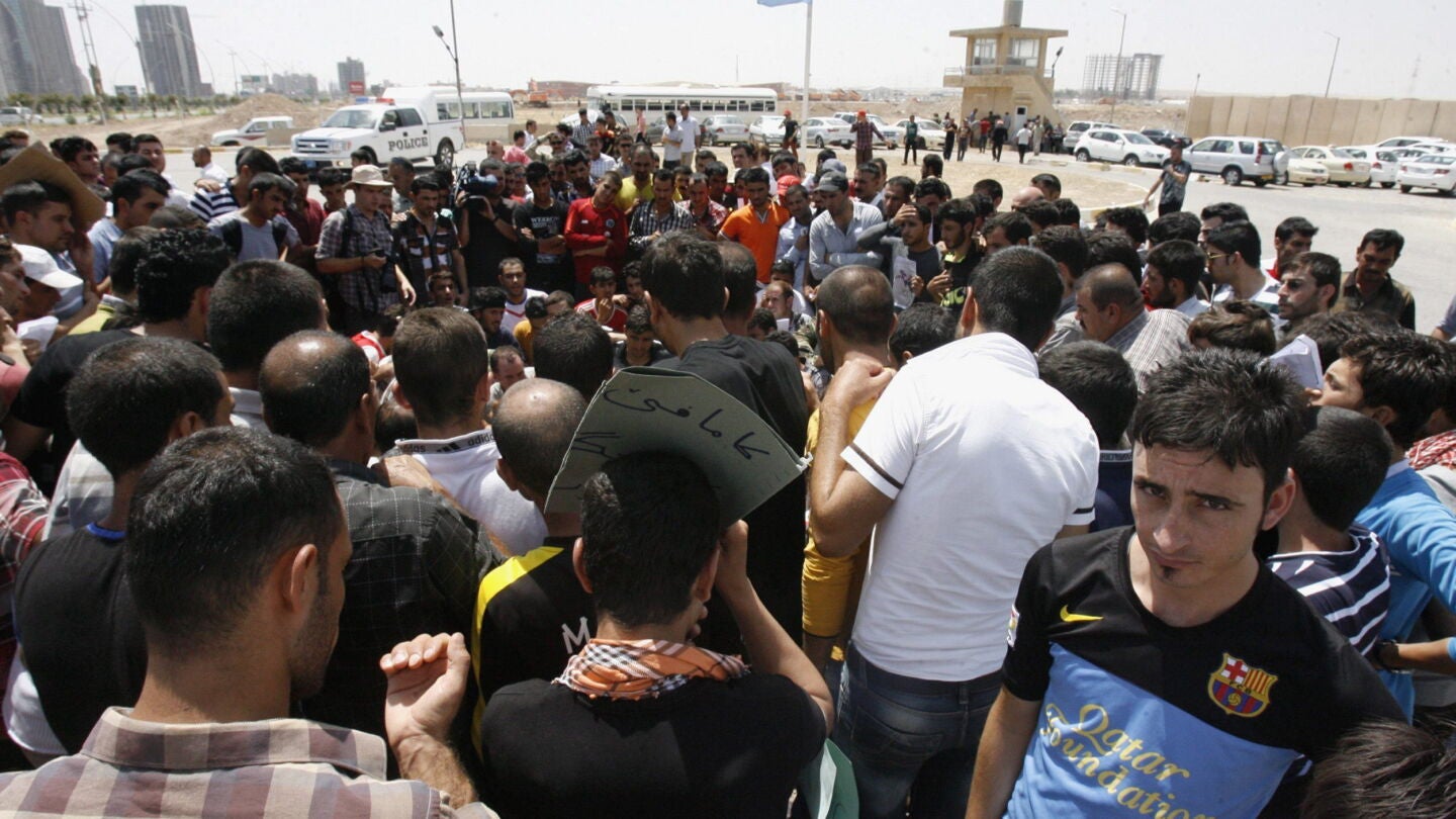 Miembros de la comunidad yazid&iacute;, una minor&iacute;a religiosa kurda que han sido desplazados de sus hogares