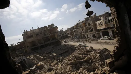 Vista de edificios destruidos en una ofensiva israelí sobre Gaza Vista de edificios destruidos en una ofensiva israelí sobre Gaza