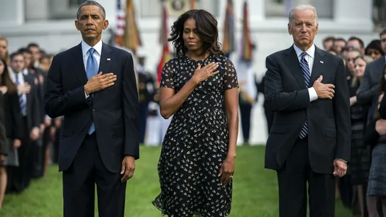 Barack Obama, su esposa Michelle y el vicepresidente estadounidense Joseph Biden Barack Obama, su esposa Michelle y el vicepresidente estadounidense Joseph Biden