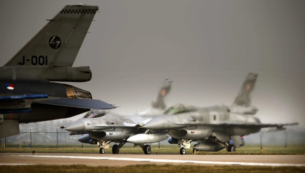 Unos cazas en la base aérea de Leewarden en Holanda