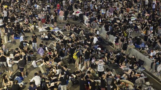 Manifestantes en Hong Kong