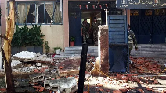 Lugar del doble atentado en Homs Lugar del doble atentado en Homs