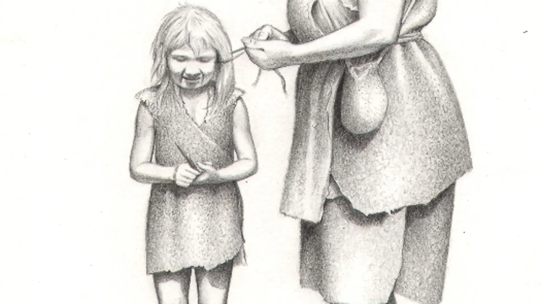Mujer y niña neandertales. / Eduardo Sái