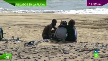 Inmigrantes en la playa de Maspalomas