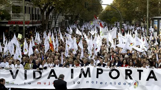 Cabeza de la manifestación celebrada en Madrid, convocada por medio centenar de asociaciones provida Cabeza de la manifestación celebrada en Madrid, convocada por medio centenar de asociaciones provida
