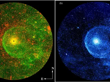 Composición de la estrella CW Leonis obtenida por el satélite GALEX Composición de la estrella CW Leonis obtenida por el satélite GALEX